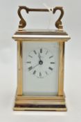 AN 'ASPERY' CARRIAGE CLOCK, brass carriage clock with glass viewing panels, white dial signed '