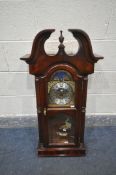 AN AMERICAN MAHOGANY CASED WALL CLOCK BRANDED SLIGH, model number 0715-1-AN, with a 7 inch brassed