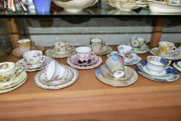TWELVE AYNSLEY TRIOS, including antique and vintage china, mainly floral patterns in different