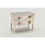 AN EARLY 20TH CENTURY SILVER 'ASPREY & CO LTD' NOVELTY STAMP CASE, in the form of a chest of two