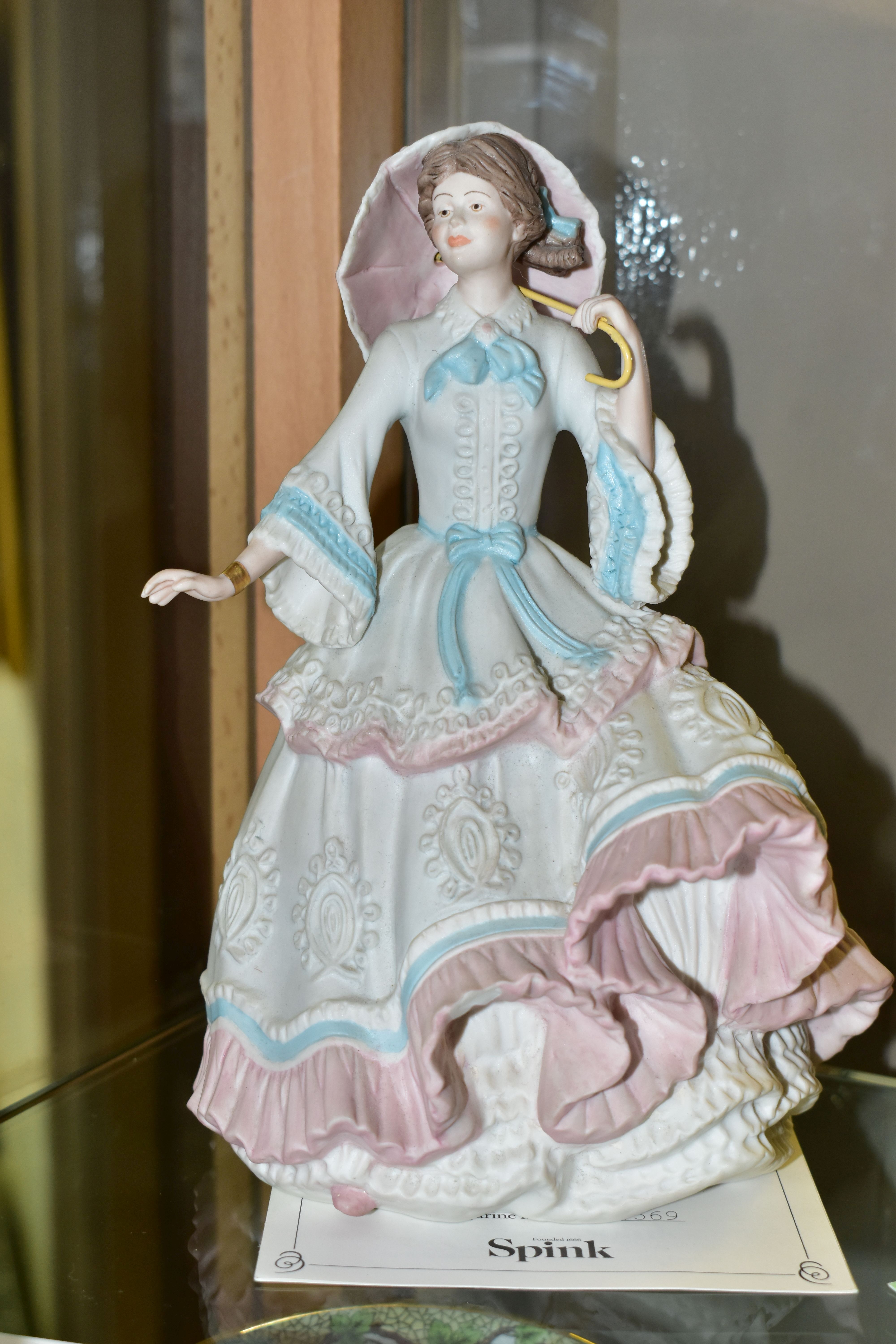 EIGHT WEDGWOOD BISQUE FIGURINES, comprising 'Enchanted Evening', and seven Wedgwood for Spink - Image 7 of 10