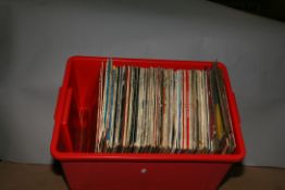 A TRAY CONTAINING APPROX ONE HUNDRED AND TEN LPs BY ELVIS PRESLEY including some originals, some