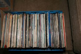 A TRAY CONTAINING APPROX ONE HUNDRED AND THIRTY LPs AND 12inch SINGLES, including Aretha Franklin,