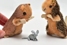 TWO STEIFF POST-WAR TOYS, comprising a beaver and a hamster, the beaver with partial yellow tag