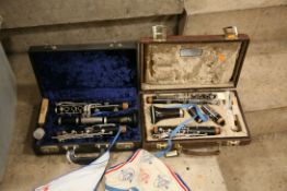 TWO CASED CLARINETS one a Crompton and Co Buffet, Paris mouthpiece marked 5RV and a Boosey and