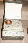 A FERROGRAPH 4A REEL TO REEL RECORDER in olive green case ( untested as there is no power cable