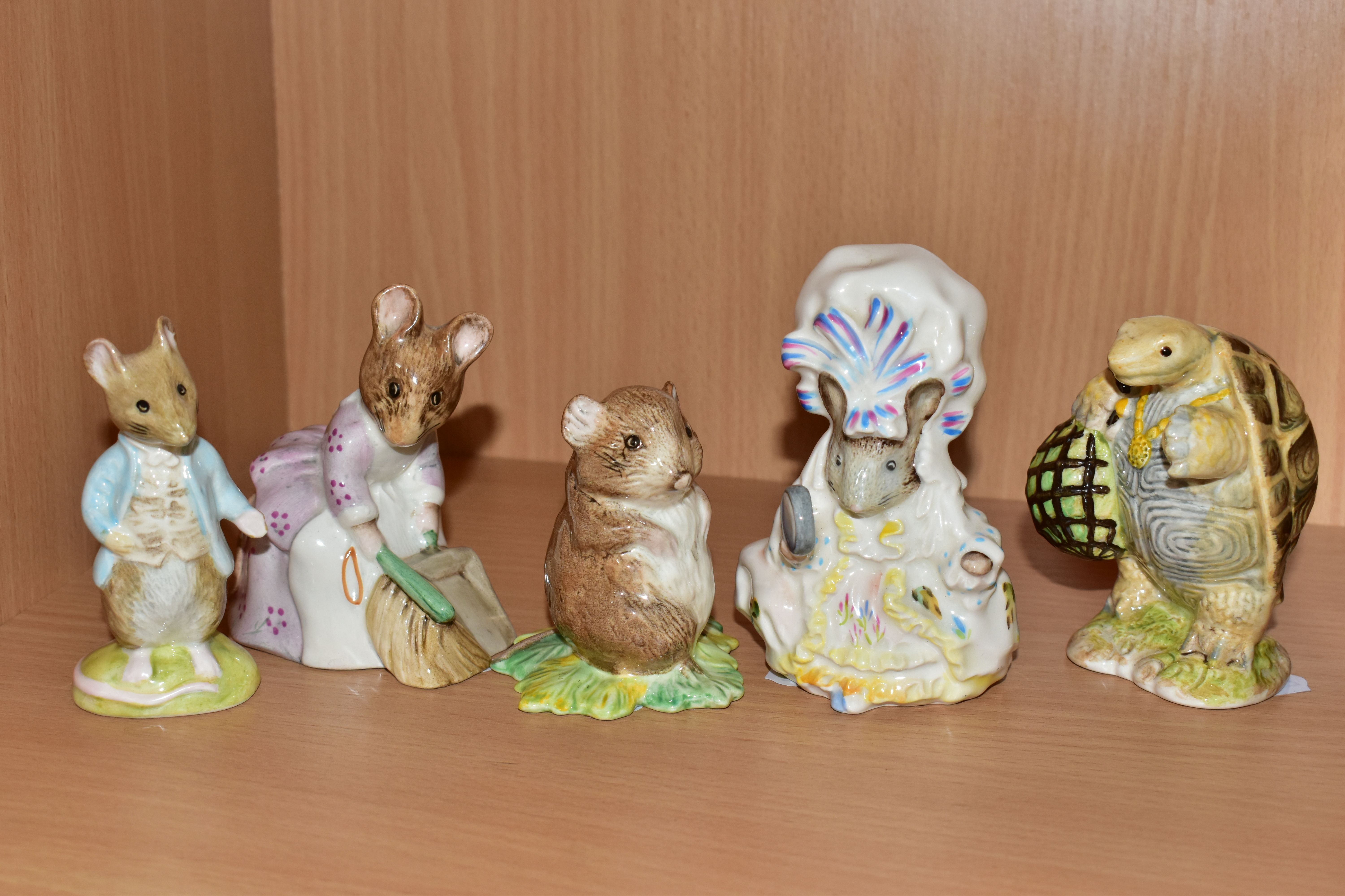 NINE ROYAL ALBERT BEATRIX POTTER CHARACTER FIGURES, comprising 'Jeremy Fisher' (tiny glaze chip to - Image 4 of 4