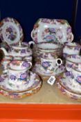 A CAULDON BREAKFAST/SANDWICH SET in a blue and pink floral pattern, some pieces made for H.G