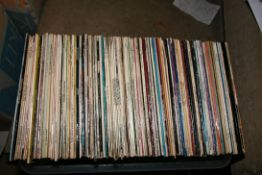 A TRAY CONTAINING OVER ONE HUNDRED AND THIRTY LPs including Elvis Presley, Aretha Franklin, Margie