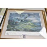 TWO SIGNED LIMITED EDITION MILITARY AVIATION PRINTS, comprising The Official George Cross Island