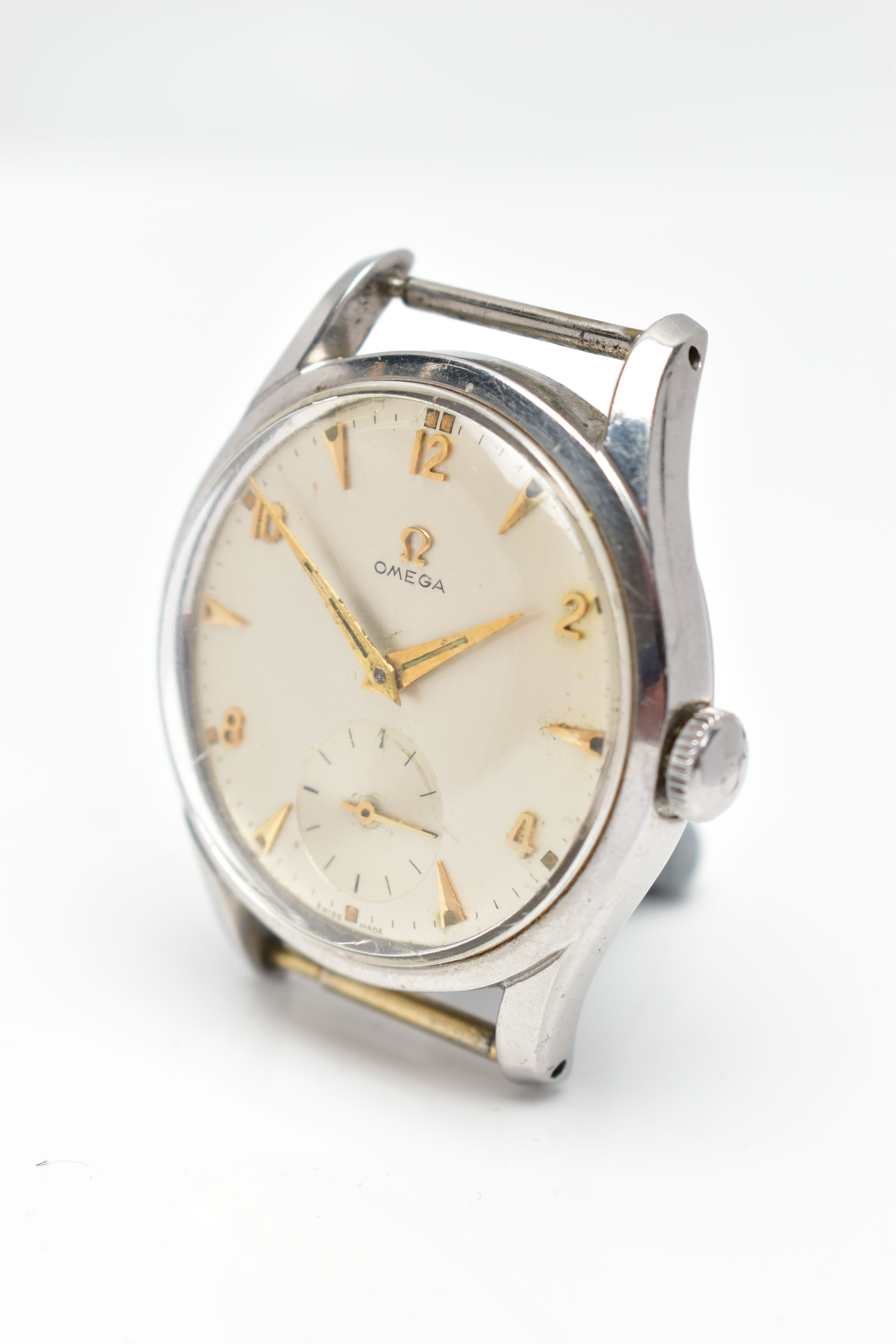 A 1950s VINTAGE OMEGA MANUAL WIND WRISTWATCH, the cream dial with luminescent gold tone hourly - Image 3 of 7