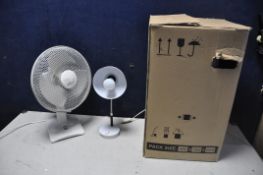 A CREDA 33539-S-102GW SPIN DRYER along with a Carlton breezy desk fan and a flexi desk lamp (all