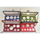 FOUR CASED SETS OF COINS, to include a minted 1975 'Trinadad and Tobago' proof set in box of