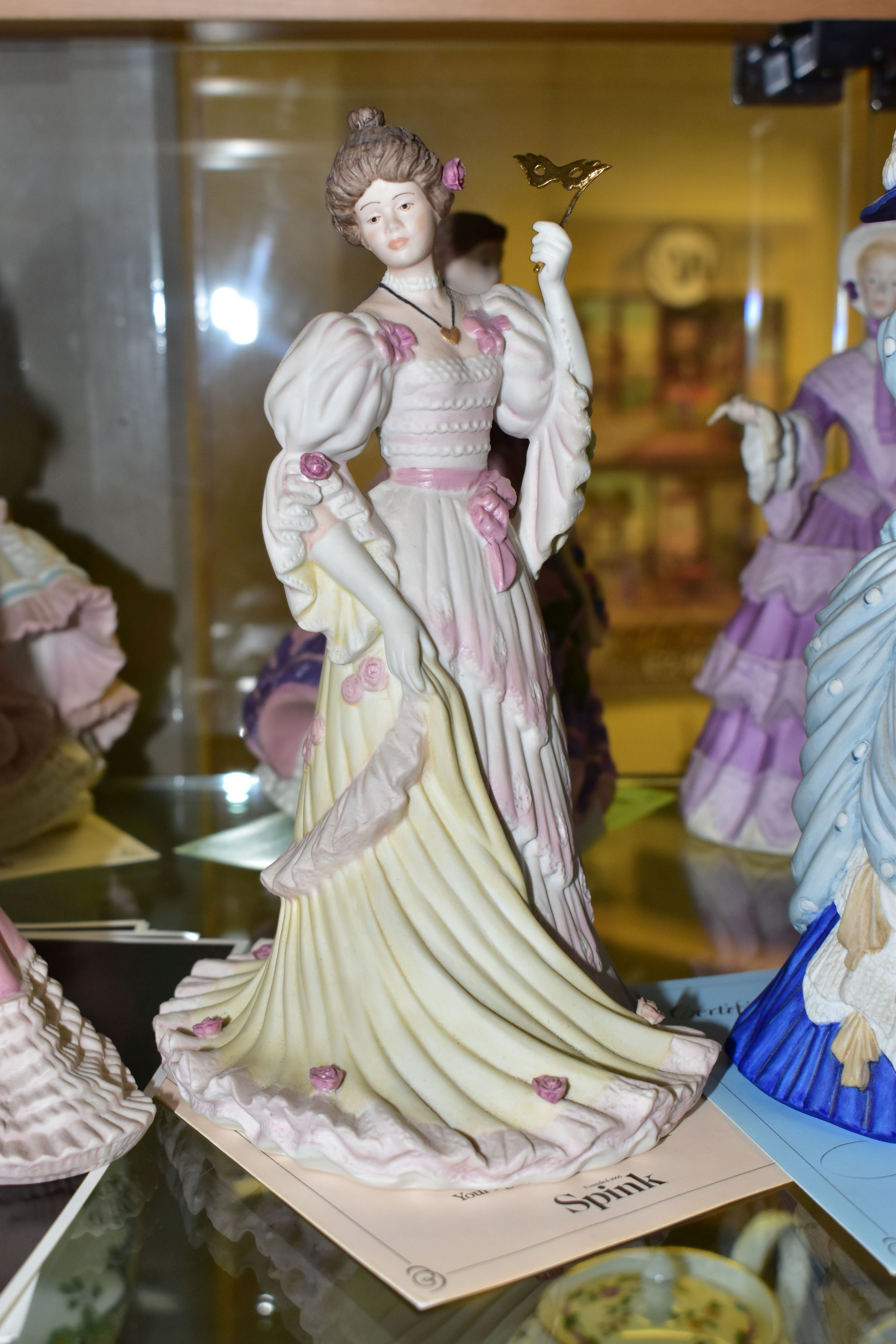 EIGHT WEDGWOOD BISQUE FIGURINES, comprising 'Enchanted Evening', and seven Wedgwood for Spink - Image 5 of 10