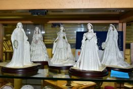 FIVE BOXED COALPORT ROYAL BRIDES FIGURINES, for Compton & Woodhouse, comprising Queen Victoria