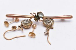 A SELECTION OF YELLOW GOLD JEWELLERY, to include a pair of yellow metal ear studs, stamped 9ct, an