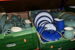 THREE BOXES OF DENBY OVEN TO TABLEWARE, to include a quantity of a 'Manor Green' dinnerware, serving