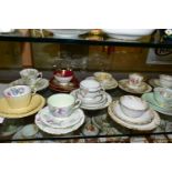 TWELVE AYNSLEY TRIOS, including antique and vintage china, floral patterns in different styles to
