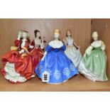 FIVE ROYAL DOULTON LADY FIGURES, comprising 'Nina' HN2347, 'Flower of Love' HN3970, 'Top O' The