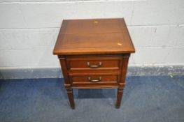 A WILLIS AND GAMBIER TWO DRAWER BEDSIDE CABINET, width 50cm x depth 45cm x height 71cm (good