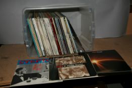 A TRAY CONTAINING OVER SEVENTY NEAR MINT LPs including Hits Vol 1 boxset by Elvis Presley, The