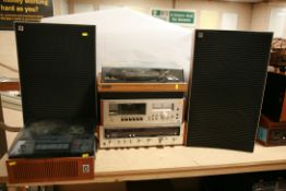A VINTAGE COMPONANT HI FI including a Trio KR-4600 Receiver Amplifier, a Trio KX-620 single Tade