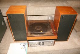 A GOLDRING LENCO GL75 TRANSCRIPTION TURNTABLE with a vintage Sony TA-1010 Amplifier and a pair of