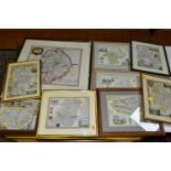 NINE FRAMED MAPS DEPICTING ENGLISH COUNTIES, comprising of a Robert Morden map of Warwickshire,