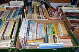 BOOKS, five boxes containing over 200 titles, subjects include gardening, nature, animals,