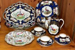 FIFTEEN PIECES OF BOOTHS 'CHELSEA BIRDS' AND SIMILAR DINNERWARES, comprising an octagonal wavy edged