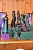 EIGHT BOXED PARASTONE ENESCO MAHOGANY PRINCESS FIGURINES, comprising Motherhood (no box), A Father's