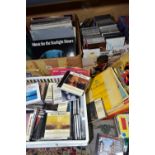 FOUR BOXES OF L.P, 33RPM, 45RPM RECORDS AND D.V.DS, to include a Reader's Digest 1975 Golden Hit