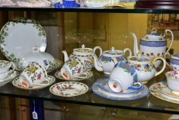 A GROUP OF AYNSLEY TEA AND BREAKFAST WARES, comprising an Emerald Isle tea cup, saucer, covered