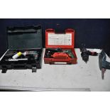 A METABO SBE750 DRILL in original case with 110v plug along with a Bosch CSB 700-2RE drill in
