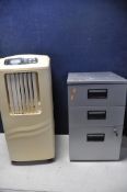A CYCLONE DPACU AIR CONDITIONER (PAT pass and working) and a three draw filing cabinet with keys (