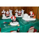 FOUR BOXED COALPORT RAYMOND BRIGGS' FATHER CHRISTMAS FIGURES, comprising two 'Line Dancing'