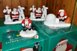FOUR BOXED COALPORT RAYMOND BRIGGS' FATHER CHRISTMAS FIGURES, comprising two 'Line Dancing'