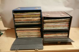 FOUR RECORD CASES CONTAINING OVER ONE HUNDRED AND FIFTY LPs AND 12in SINGLES , artists include,