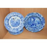 A COPELAND & GARRETT (LATE SPODE) BLUE AND WHITE PLATE PRINTED IN THE AESOP'S FABLES SERIES 'THE FOX