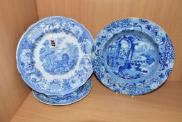 A COPELAND & GARRETT (LATE SPODE) BLUE AND WHITE PLATE PRINTED IN THE AESOP'S FABLES SERIES 'THE FOX