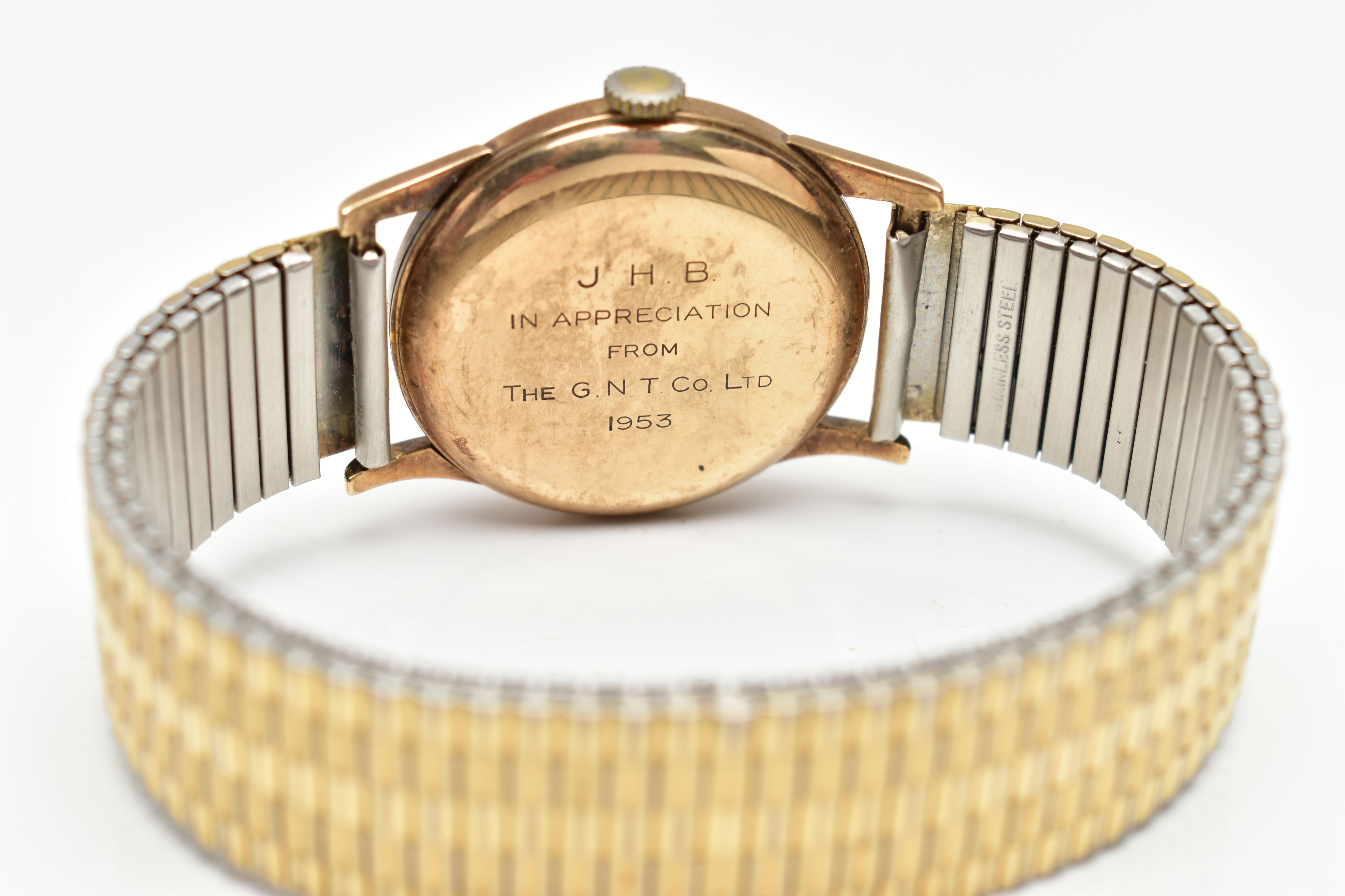 A GENTS 9CT GOLD 'TIMOR' WRISTWATCH, hand wound movement, round silver dial signed 'Timor', Arabic - Image 5 of 6