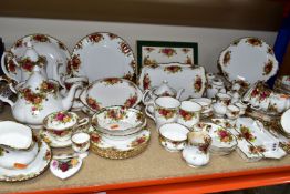 A QUANTITY OF ROYAL ALBERT 'OLD COUNTRY ROSES' PATTERN TEAWARES, comprising five cups, five saucers,