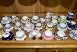 A COLLECTION OF AYNSLEY COFFEE CANS, COFFEE CUPS, TEA CUPS. SAUCERS, CREAM JUGS, SUGAR BOWLS, ETC,