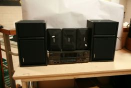 A TECHNICS SA-GX505 AV RECEIVER AMPLIFIER, a pair of Bose 301 series 3 speakers and three Bose 101