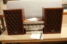 A LEAK DELTA 70 AMPLIFIER, a Delta AM FM Tuner and a pair of Teac LS-30 speakers (PAT pass and