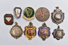 A SELECTION OF MEDALS, to include a silver sporting medal, hallmarked Birmingham 'Bendall