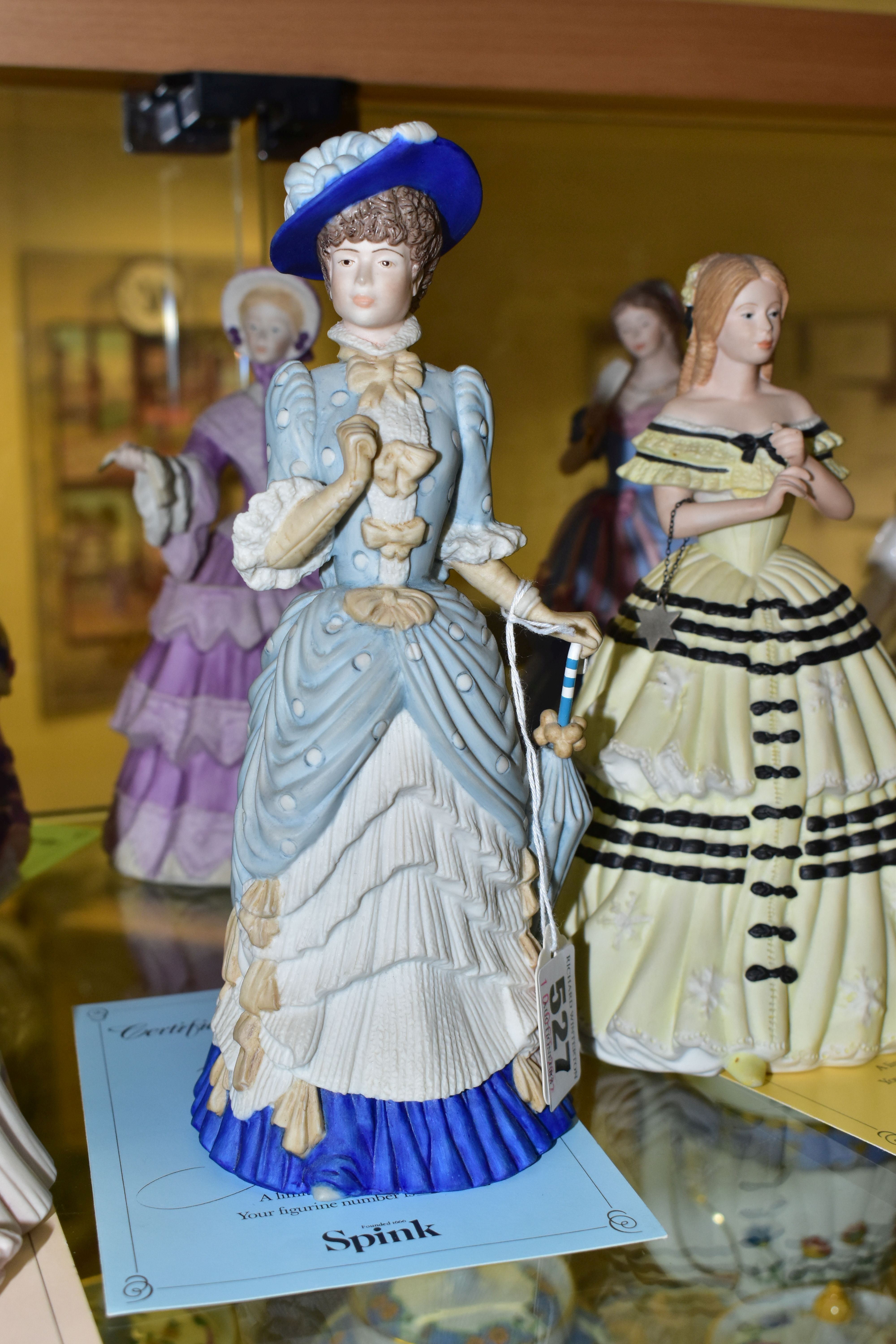 EIGHT WEDGWOOD BISQUE FIGURINES, comprising 'Enchanted Evening', and seven Wedgwood for Spink - Image 2 of 10