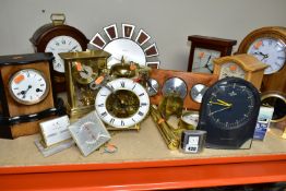 A COLLECTION OF ASSORTED CLOCKS AND BAROMETERS, comprising ten modern mantel clocks, Seiko,