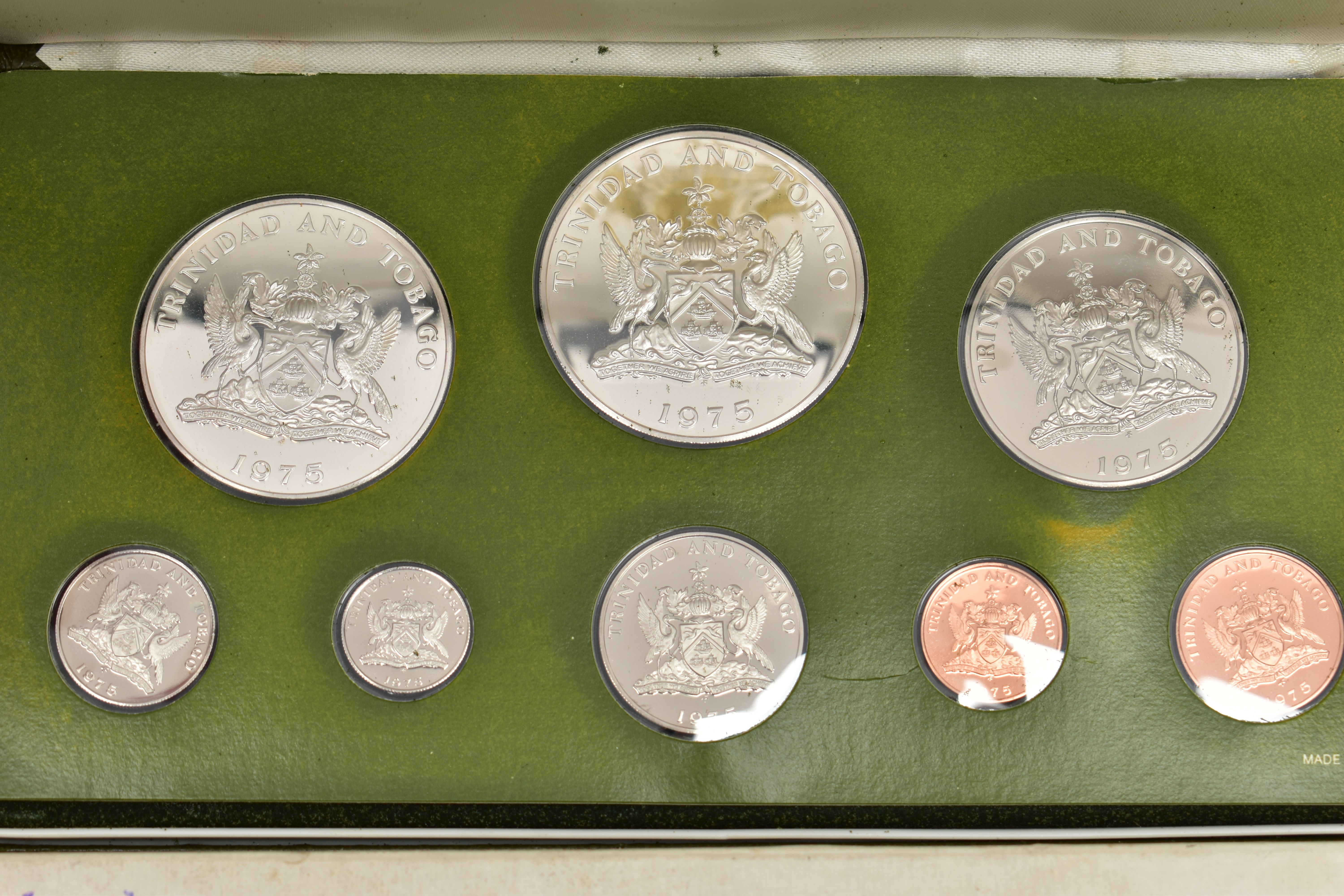 FOUR CASED SETS OF COINS, to include a minted 1975 'Trinadad and Tobago' proof set in box of - Image 4 of 5