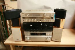 A SELECTION OF COMPONANT HI FI AND AV EQUIPMENT including a Kenwood KAF-1010 Amplifier, a Sony STR-